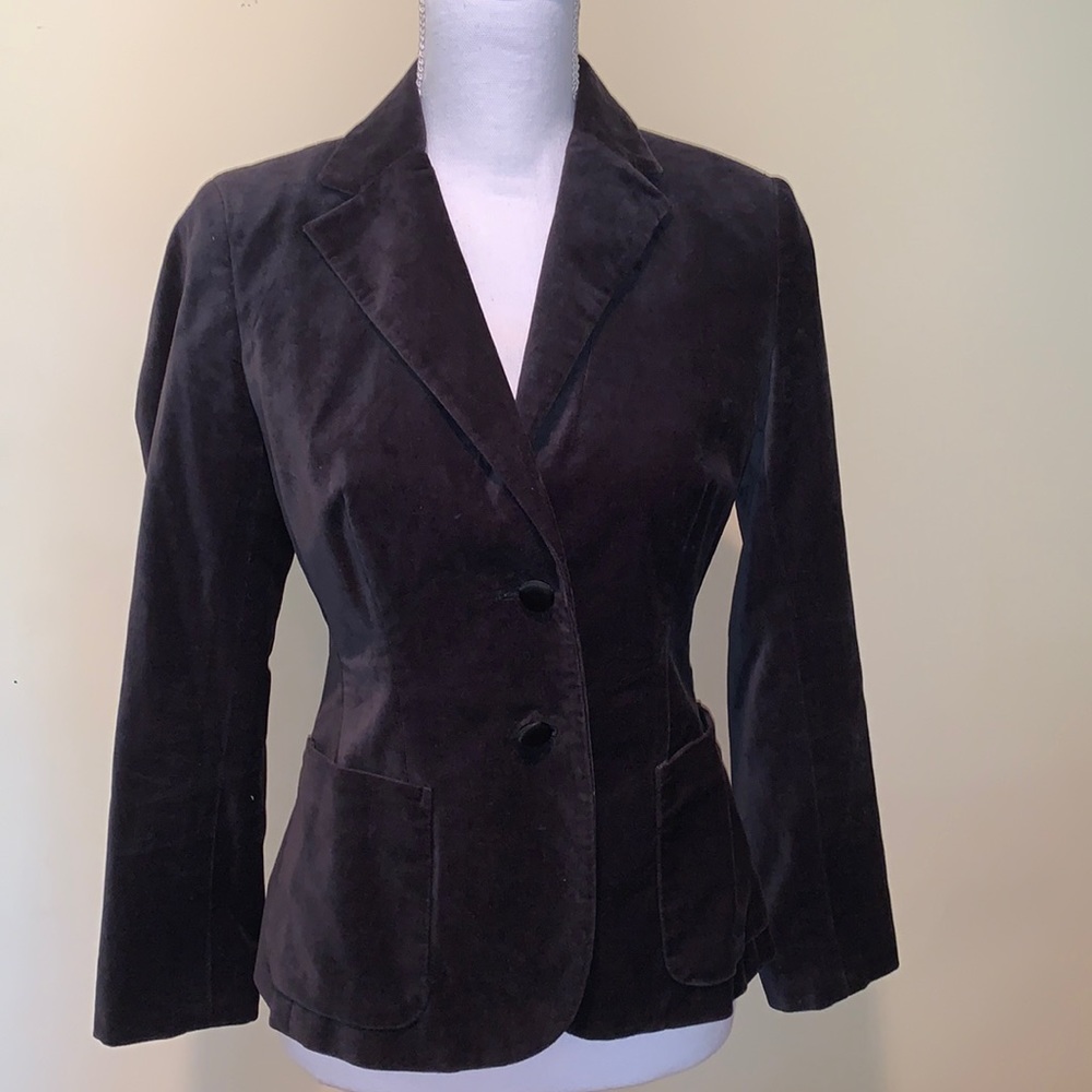 Banana Republic Black Tailored Blazer Velvet School Boy Office Siren Neutral 0
